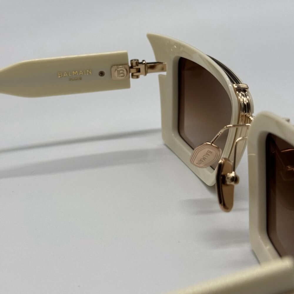 NEW BALMAIN ADMIRABLE WHITE/BROWN UNISEX SUNGLASSES BALMAIN BPS-130C - Picture 12 of 15